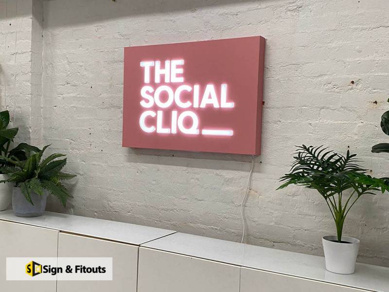 push through letter sign, Illuminated sign, Office signage