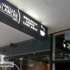 Light box sign, under awning sign, illuminated sign