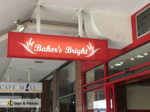 light box sign, shop signage, under awning sign