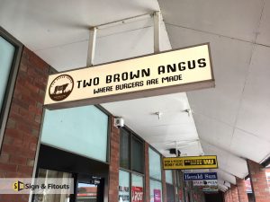 Light box sign, Under awning sign