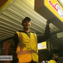 Light box sign, illuminated sign, under awning sign