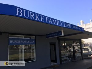office signs, under awning light box sign, window graphics