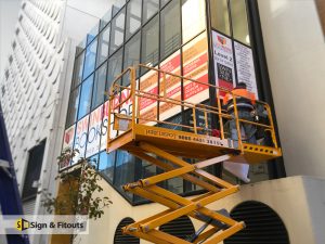 shop sign installation, window graphics