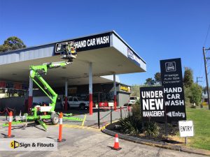 shop sign, sign installation