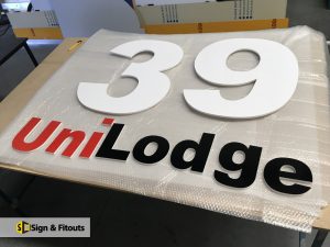 Fabricated letter sign, sign fabrication