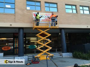 panel sign, sign installation