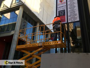 sign installation, window graphics sign