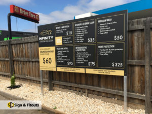 carwash sign, yard sign, panel sign