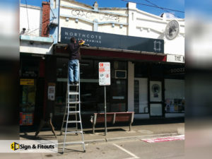 Fascia sign installation, shop sign