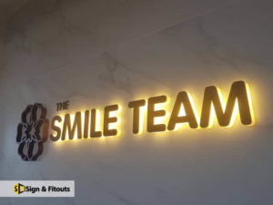 3D reception sign, illuminated sign, Backlit sign