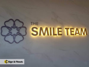 Reception sign, illuminated sign, 3D sign