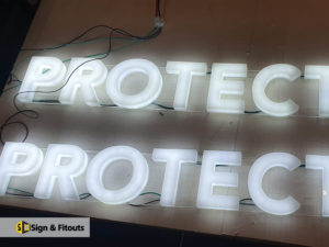 Illuminated sign, 3D letter sign, sign fabrication