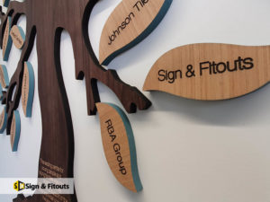 Fabricated donor tree, Custom 3d sign, Donor tree leaves
