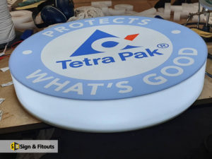 Round light box sign, Fabricated sign, Acrylic sign