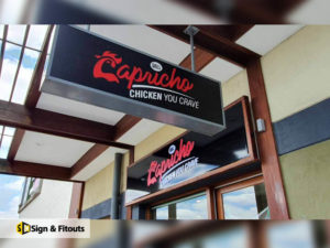 Under awning sign, Light box sign, shop signage