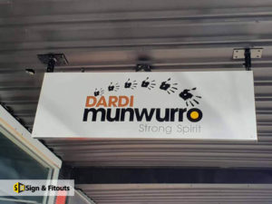 Under awning sign, business sign