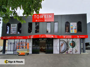 building sign, window graphics, panel sign