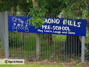 Fence sign, panel sign, business sign