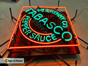 Neon signage, illuminated sign, 3D sign