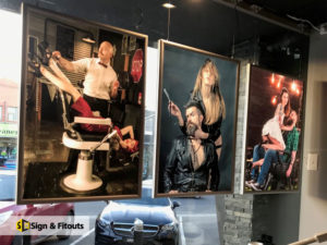 light box sign, hanging signs