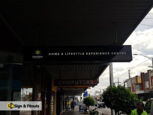 under awning sign, light box sign