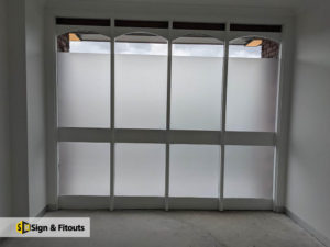 Window frosting, privacy window film, window sign