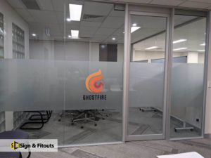 Window frosting, privacy window film, window sign