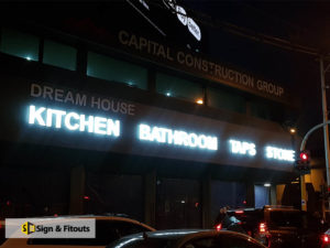 3D illuminated sign, Shop signage, Fabricated sign