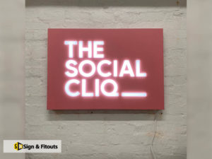 wall sign, push through letter sign, illuminated sign