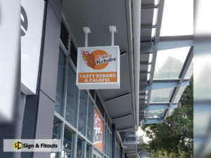 under awning sign, light box sign