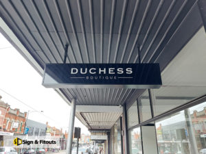 under awning sign, light box sign, Business sign