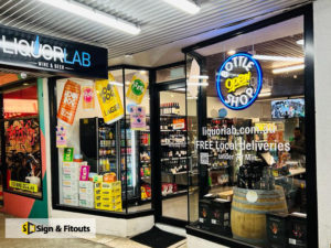 window sign, neon sign, shop sign, light box sign