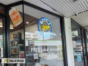 Window sign, window graphics, neon sign