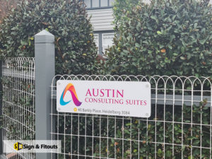 panel sign. fence sign, business sign