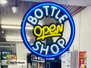 3D illuminated sign, Neon sign, Window sign