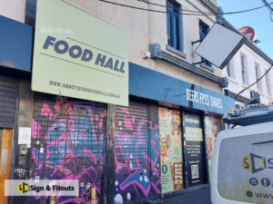 panel sign, Building sign, Business sign