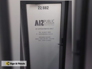 Window frosting, privacy window film, window sign