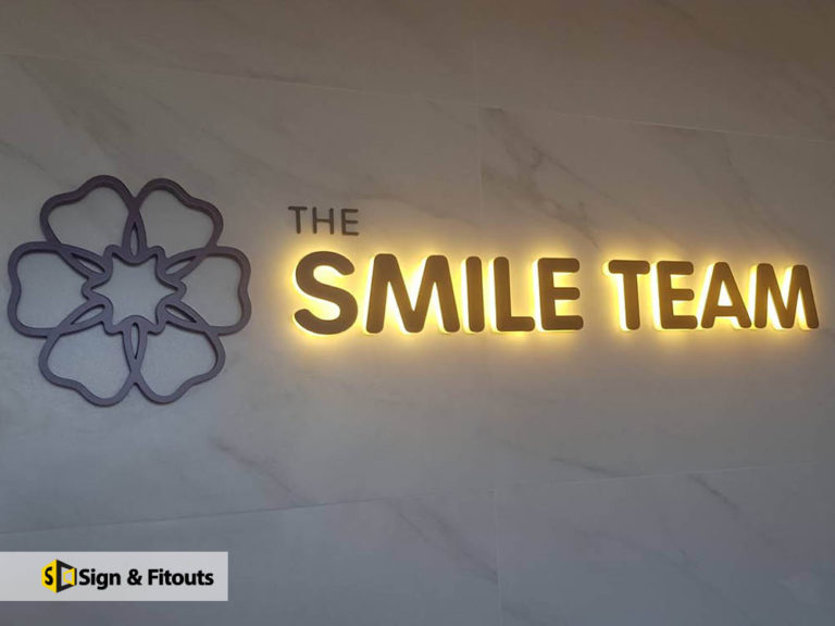 Reception sign, illuminated sign, 3D sign