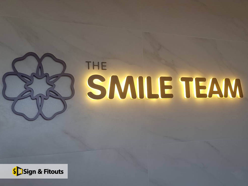 Reception sign, illuminated sign, 3D sign