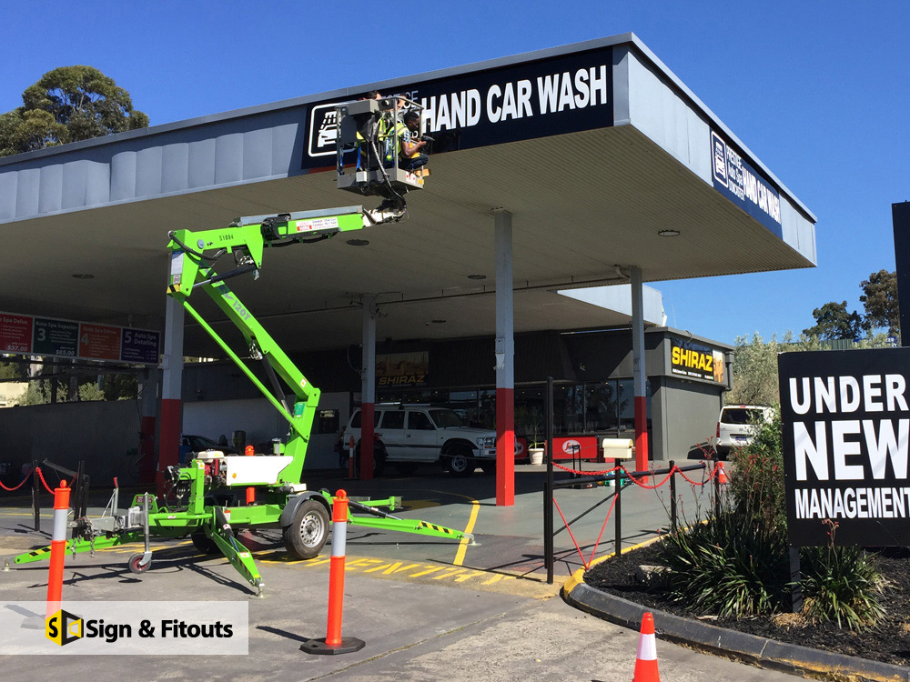 panel sign, sign installation