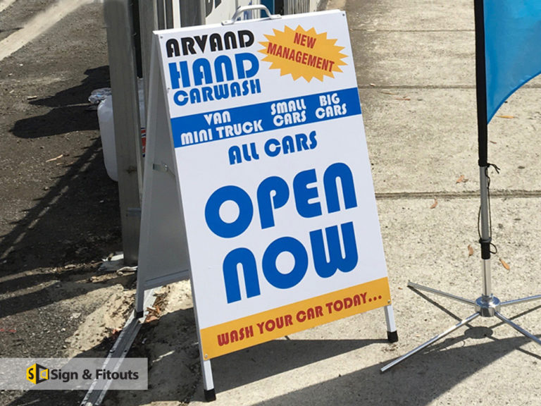 A-Frame signs, sandwich board, sidewalk A-board sign