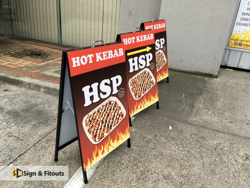 A-Frame signs, sandwich board, sidewalk A-board sign