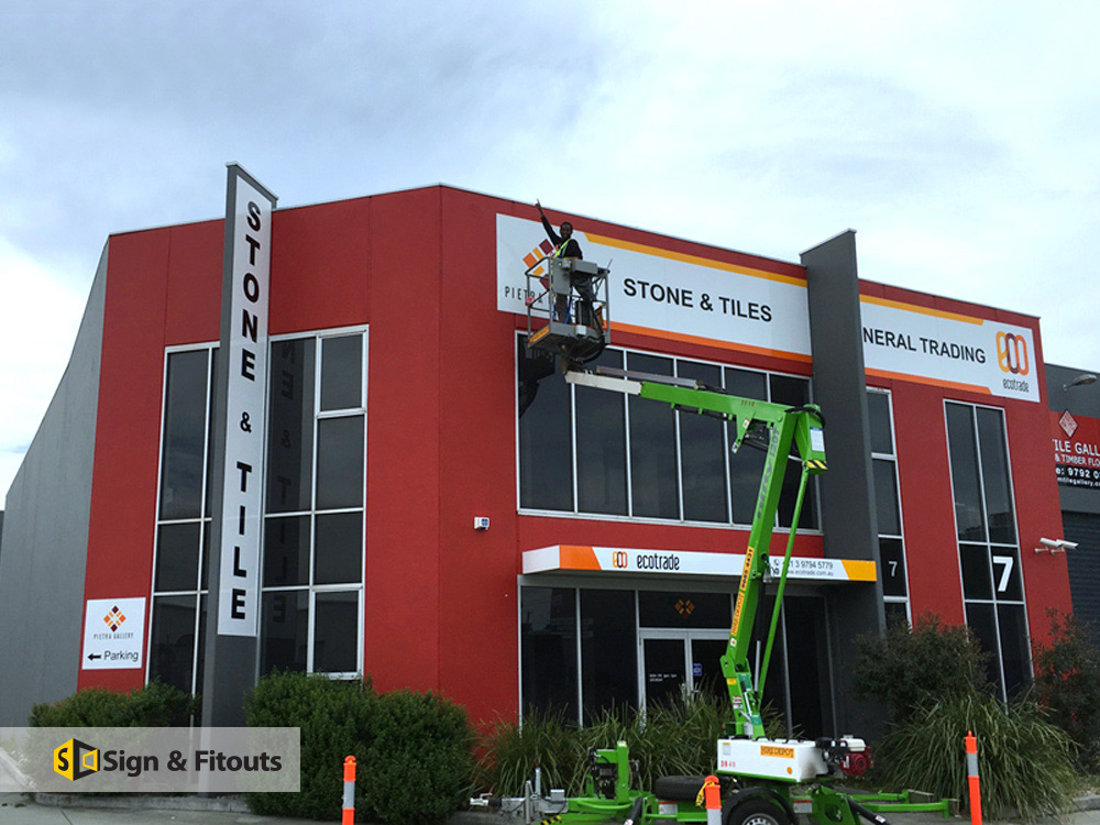 sign installation, Building sign, panel sign