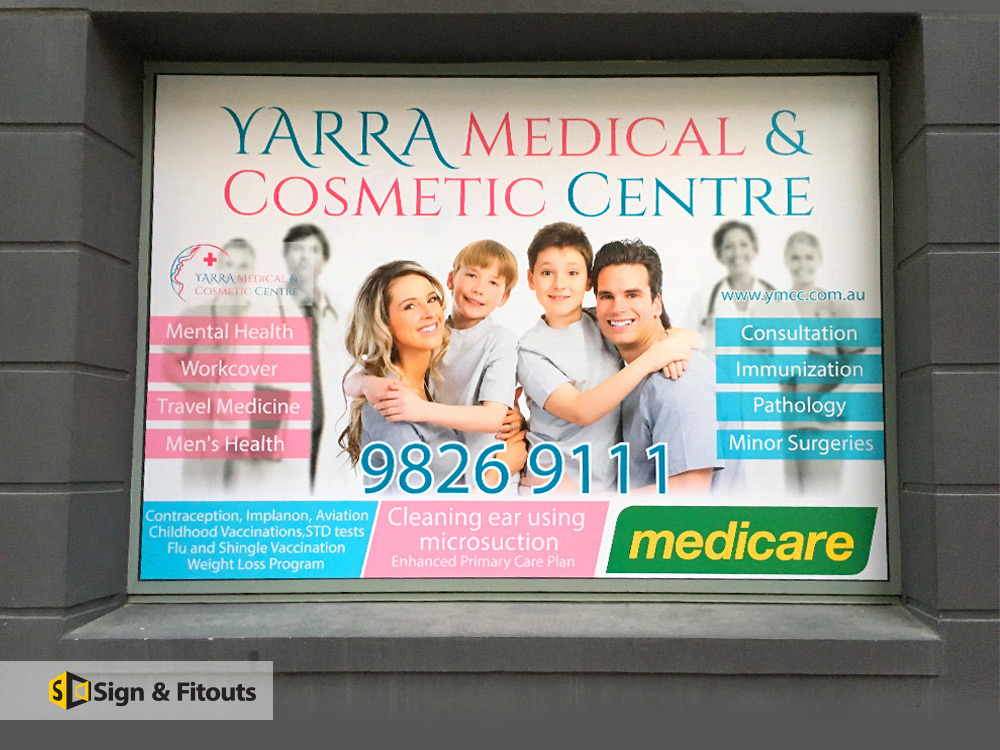 Window sign, window graphics sign