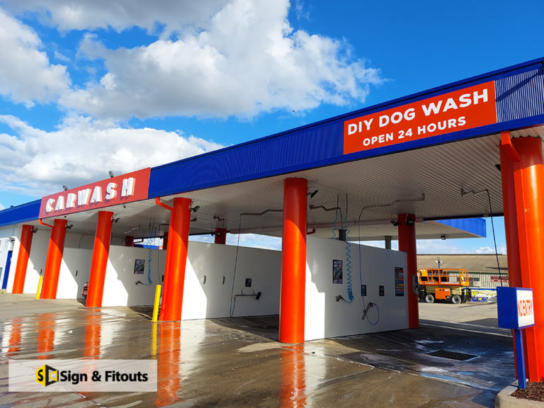 3D sign, Acrylic signage, Building sign, carwash sign