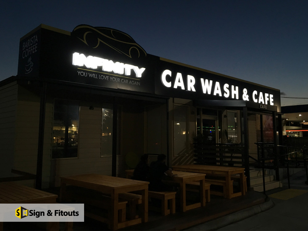3D illuminated shop sign, Carwash signage, acrylic sign