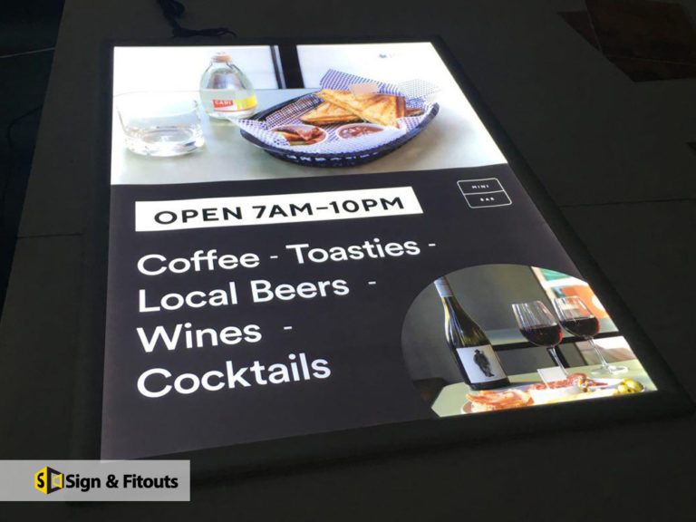 light box sign, illuminated sign