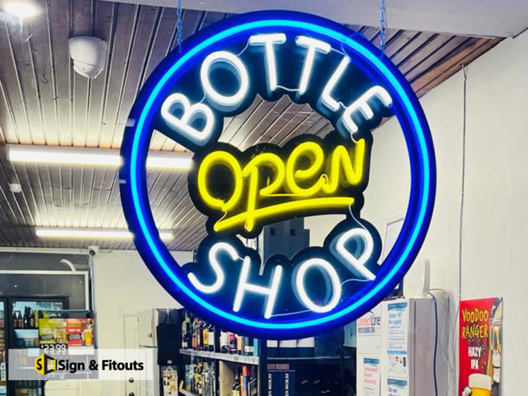 3D illuminated sign, Neon sign, Window sign