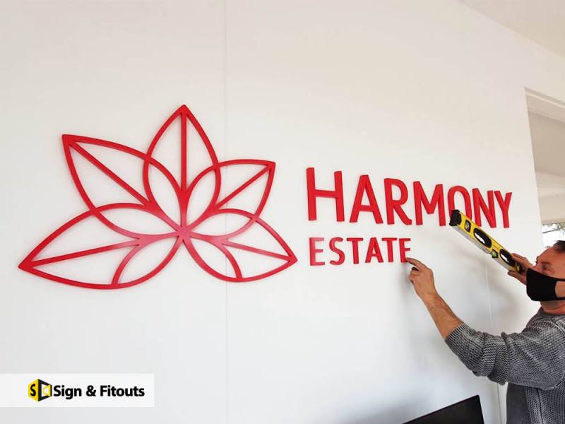 Reception sign, 3D sign installation, Acrylic signage